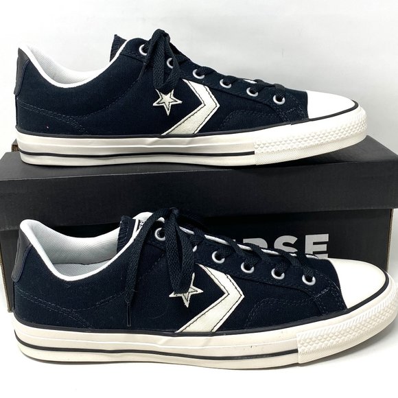 CONVERSE Men's Size 9 165807C CTAS Players Black White Canvas Low Top Sneakers